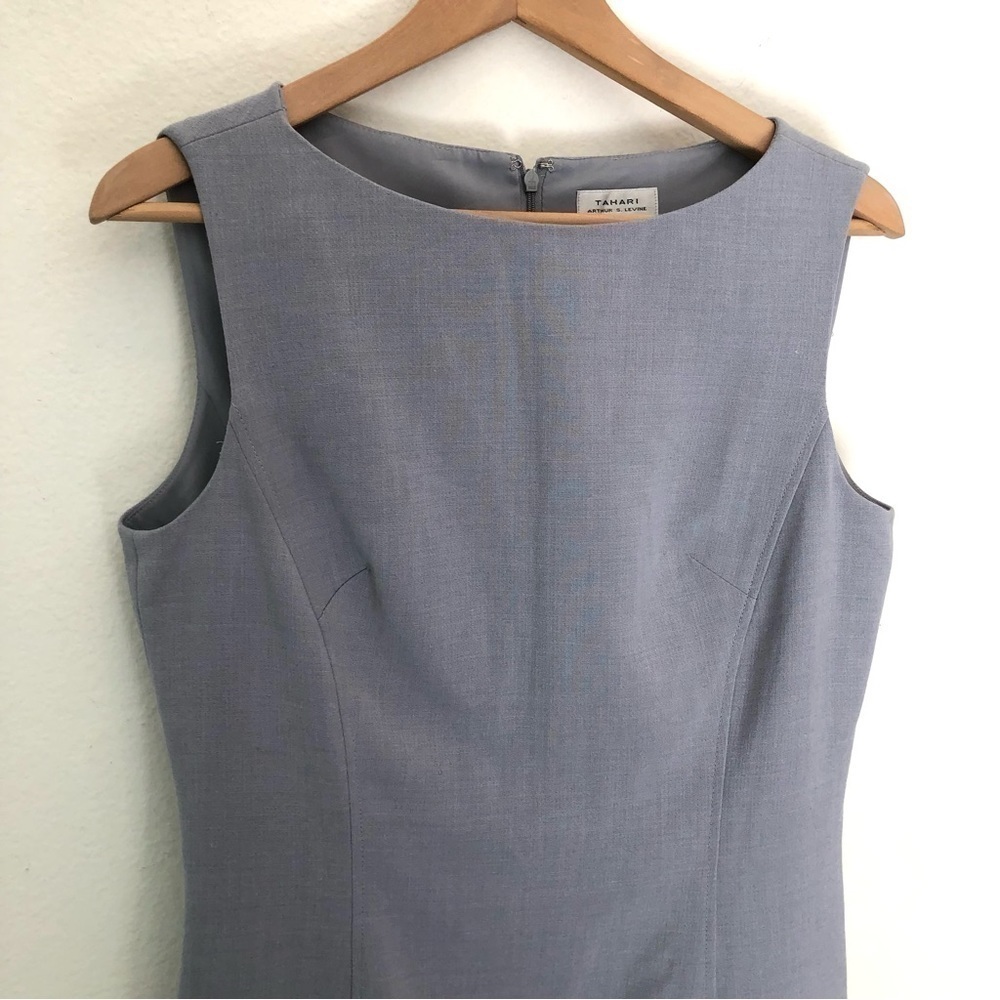 Tahari Gray Sleeveless Sheath Dress - Picture 3 of 15
